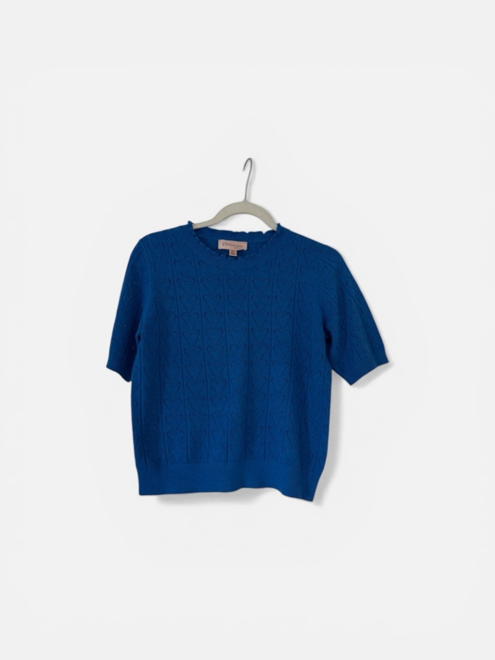 Philosophy Cobalt Blue Short Sleeve Knit Sweater
